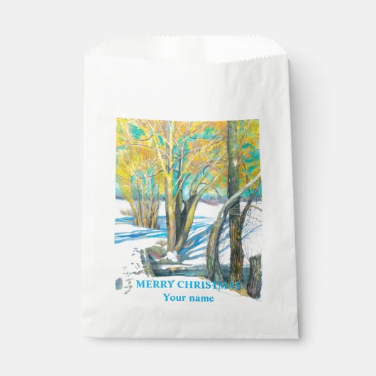 Brug in het winterschilderij Waterverf Bedankzakje (Voorkant)