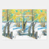 Brug in het winterschilderij Waterverf Inpakpapier Vel (Voorkant)