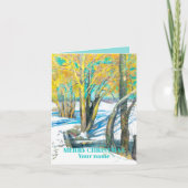 Brug in het winterschilderij Waterverf Kaart (Voorkant)