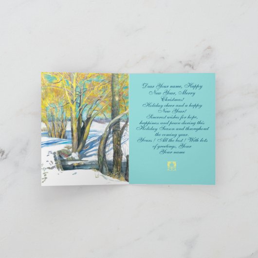 Brug in het winterschilderij Waterverf Kaart (Binnen)