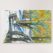 Brug in het winterschilderij Waterverf Legpuzzel (Horizontaal)