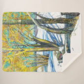 Brug in het winterschilderij Waterverf Sherpa Deken (Voorkant (horizontaal))