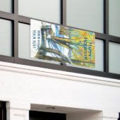 Brug in het winterschilderij Waterverf Spandoek (Buitenkant Gebouw)