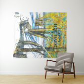 Brug in het winterschilderij Waterverf Wandkleed (In Situ (horizontaal))