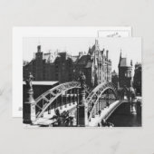 Brug in Speicherstadt Hamburg, c.1910 Briefkaart (Voorkant / Achterkant)