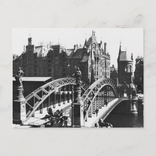 Brug in Speicherstadt Hamburg, c.1910 Briefkaart (Voorkant)