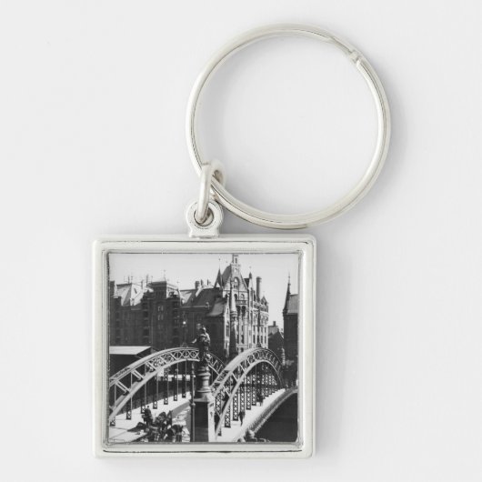 Brug in Speicherstadt Hamburg, c.1910 Sleutelhanger (Voorkant)