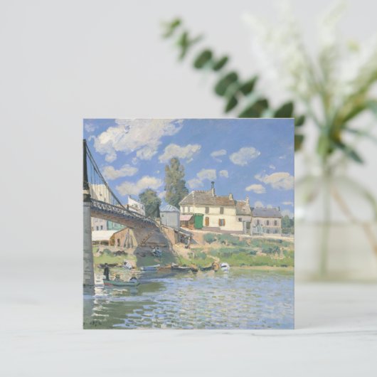 Brug in Villeneu door Sisley Impressionist Paint Bedankkaart (Staand voorkant)
