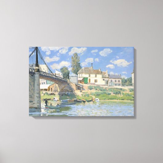 Brug in Villeneu door Sisley Impressionist Paint Canvas Afdruk (Voorkant)