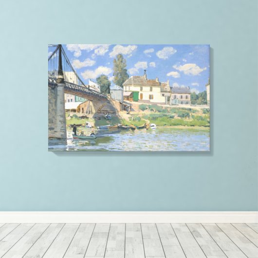 Brug in Villeneu door Sisley Impressionist Paint Canvas Afdruk (Insitu (Houten vloer))