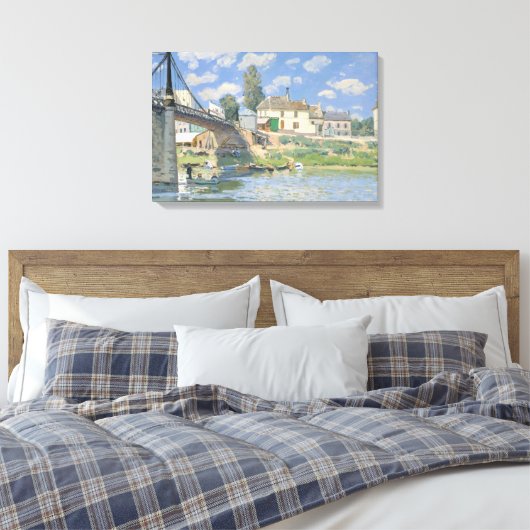 Brug in Villeneu door Sisley Impressionist Paint Canvas Afdruk (Insitu (Slaapkamer))