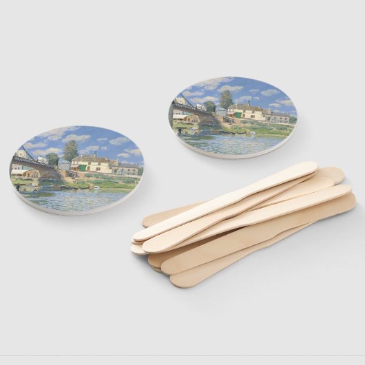 Brug in Villeneu door Sisley Impressionist Paint Handwaaier (Niet-gemonteerd)