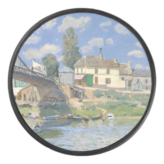 Brug in Villeneu door Sisley Impressionist Paint Hockey Puck (Voorkant)