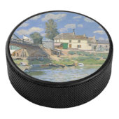 Brug in Villeneu door Sisley Impressionist Paint Hockey Puck (3/4)