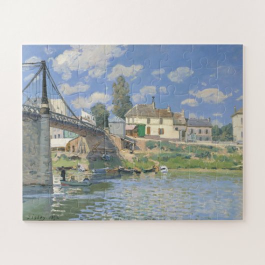 Brug in Villeneu door Sisley Impressionist Paint Legpuzzel (Horizontaal)
