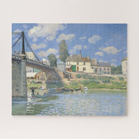 Brug in Villeneu door Sisley Impressionist Paint Legpuzzel (Horizontaal)