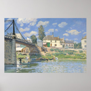 Brug in Villeneu door Sisley Impressionist Paint Poster