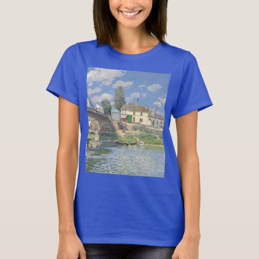 Brug in Villeneu door Sisley Impressionist Paint T-shirt (Voorkant)