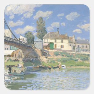 Brug in Villeneu door Sisley Impressionist Paint Vierkante Sticker