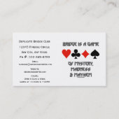 Brug is een spel van mysterie-waanzin en Mayhem Visitekaartje (Voorkant)