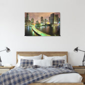 Brug loopt over de waterweg naar het centrum van M Canvas Afdruk (Insitu (Slaapkamer))