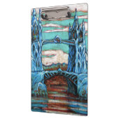 Brug met blauwe tower in een fantasiestad klembord (Links)