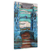 Brug met blauwe tower in een fantasiestad klembord (Rechts)