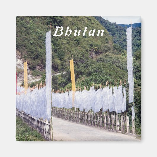 Brug met boeddhistische gebedsmassa's - Bhutan Magneet (Voorkant)