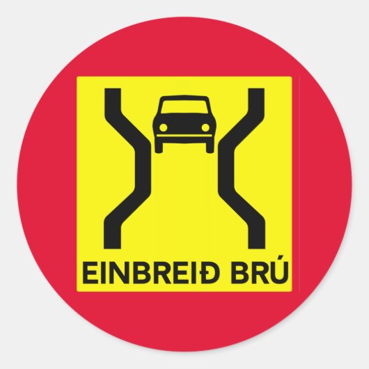 Brug met één breedte, verkeersteken, IJsland Ronde Sticker (Voorkant)
