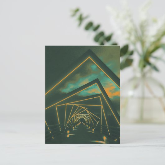 brug met hoog treinstel briefkaart (Staand voorkant)