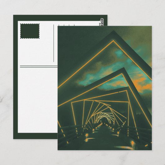 brug met hoog treinstel briefkaart (Voorkant / Achterkant)