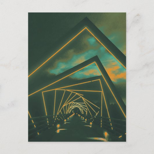 brug met hoog treinstel briefkaart (Voorkant)