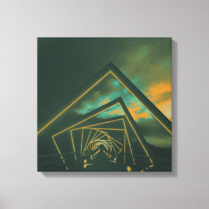 brug met hoog treinstel canvas afdruk