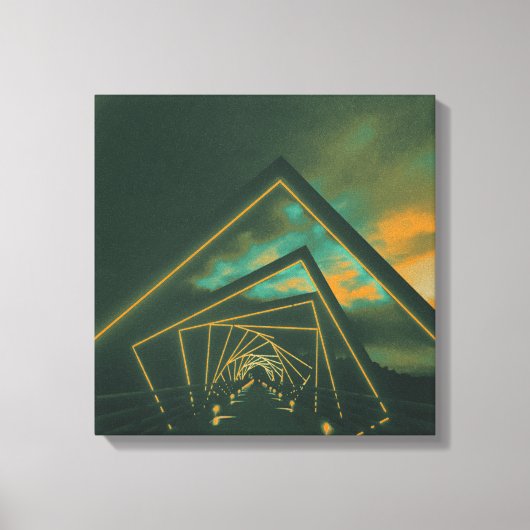 brug met hoog treinstel canvas afdruk (Voorkant)