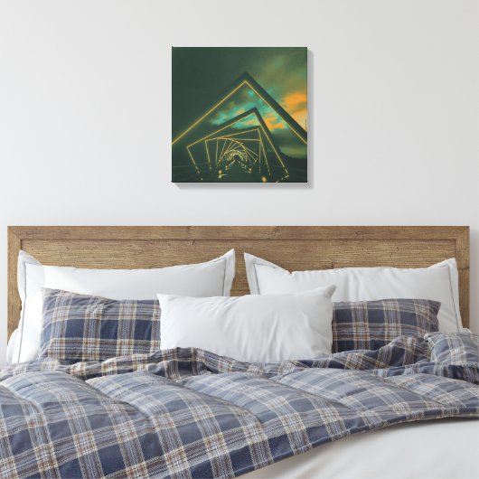 brug met hoog treinstel canvas afdruk (Insitu (Slaapkamer))