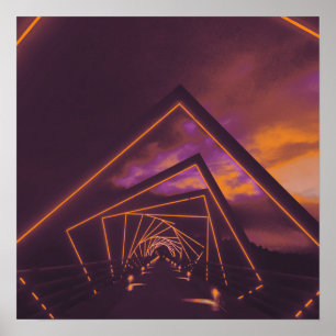 brug met hoog treinstel poster