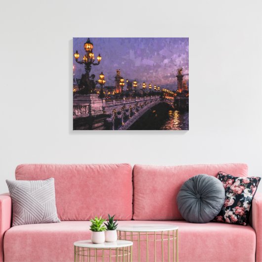 Brug met lantaarns canvas afdruk (Insitu (Woonkamer))