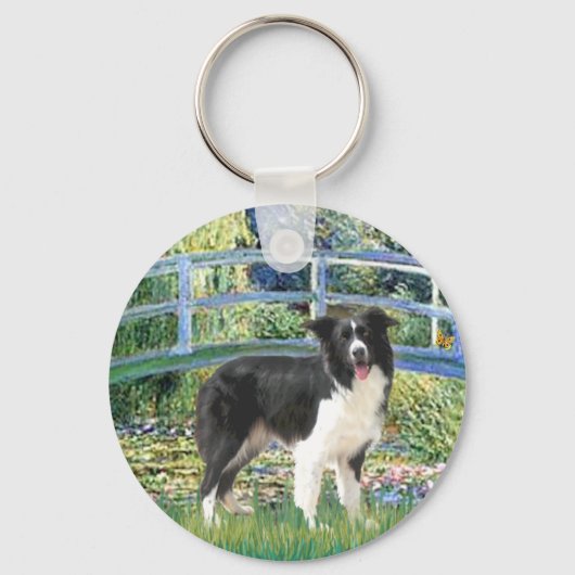 Brug (Monet)-Border Collie Sleutelhanger (Voorkant)