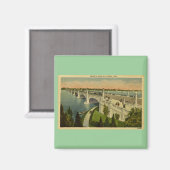 Brug naar Belle Isle Detroit, Michigan, Magneet (Voorkant / Achterkant)