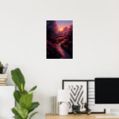 Brug naar de Paarse zonsondergang Poster (Thuiskantoor)