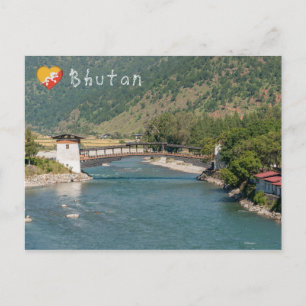 Brug naar Punakha Dzong in Bhutan Briefkaart