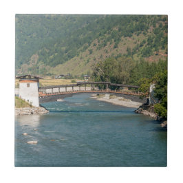 Brug naar Punakha Dzong in Bhutan Tegeltje
