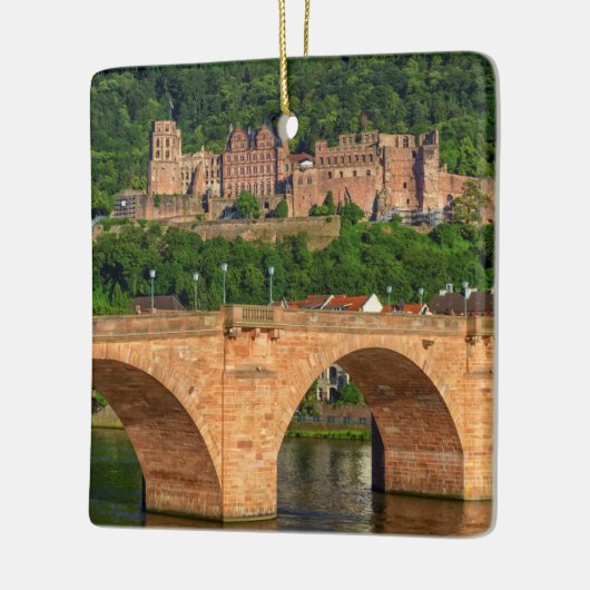 Brug, Neckar en kasteel in Heidelberg, Duitsland Keramisch Ornament (Links)