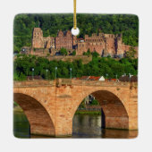Brug, Neckar en kasteel in Heidelberg, Duitsland Keramisch Ornament (Achterkant)