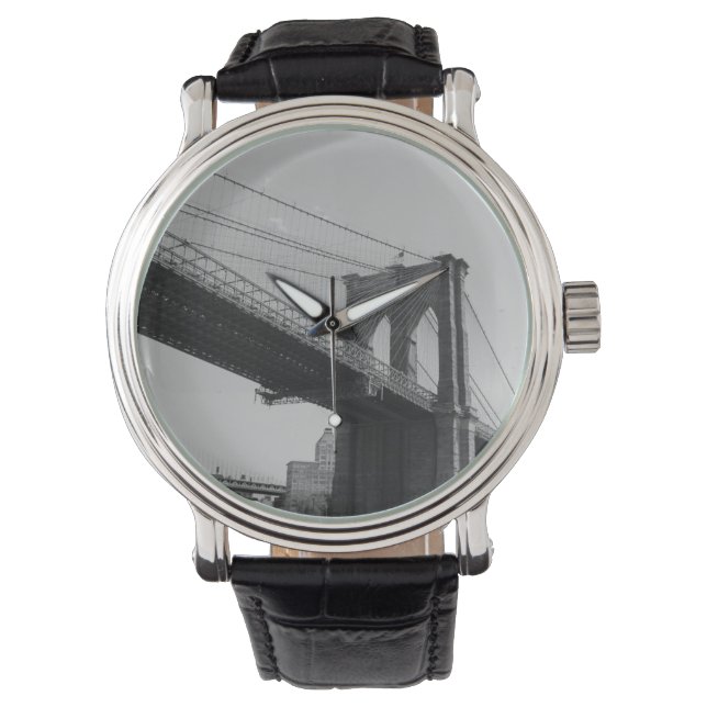 Brug New York Zwart Wit Verenigde Staten Amerika A Horloge (Voorkant)