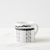 Brug op hoog niveau met kruisende stoomlocomotief espresso kop (Voorkant rechts)