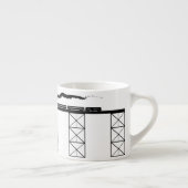 Brug op hoog niveau met kruisende stoomlocomotief espresso kop (Rechts)