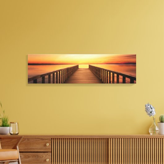 Brug op Zee panoramisch canvas (Insitu (Woonkamer))