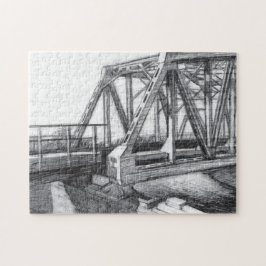 Brug oude pencilart Monochrome Legpuzzel
