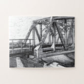 Brug oude pencilart Monochrome Legpuzzel (Horizontaal)